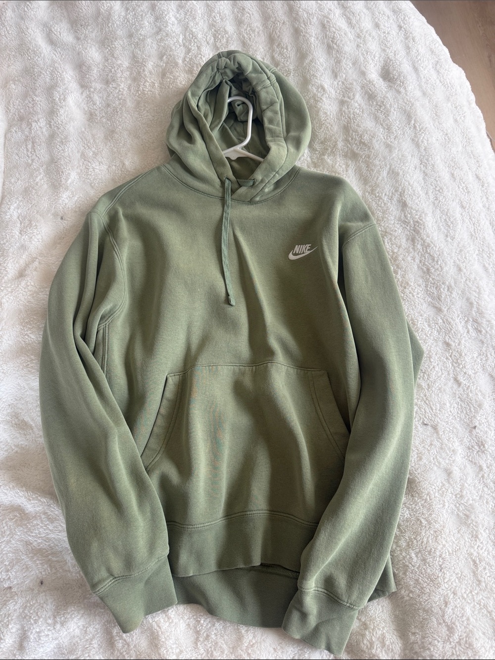 Nike Olive Green Pullover Hoodie with White Logo